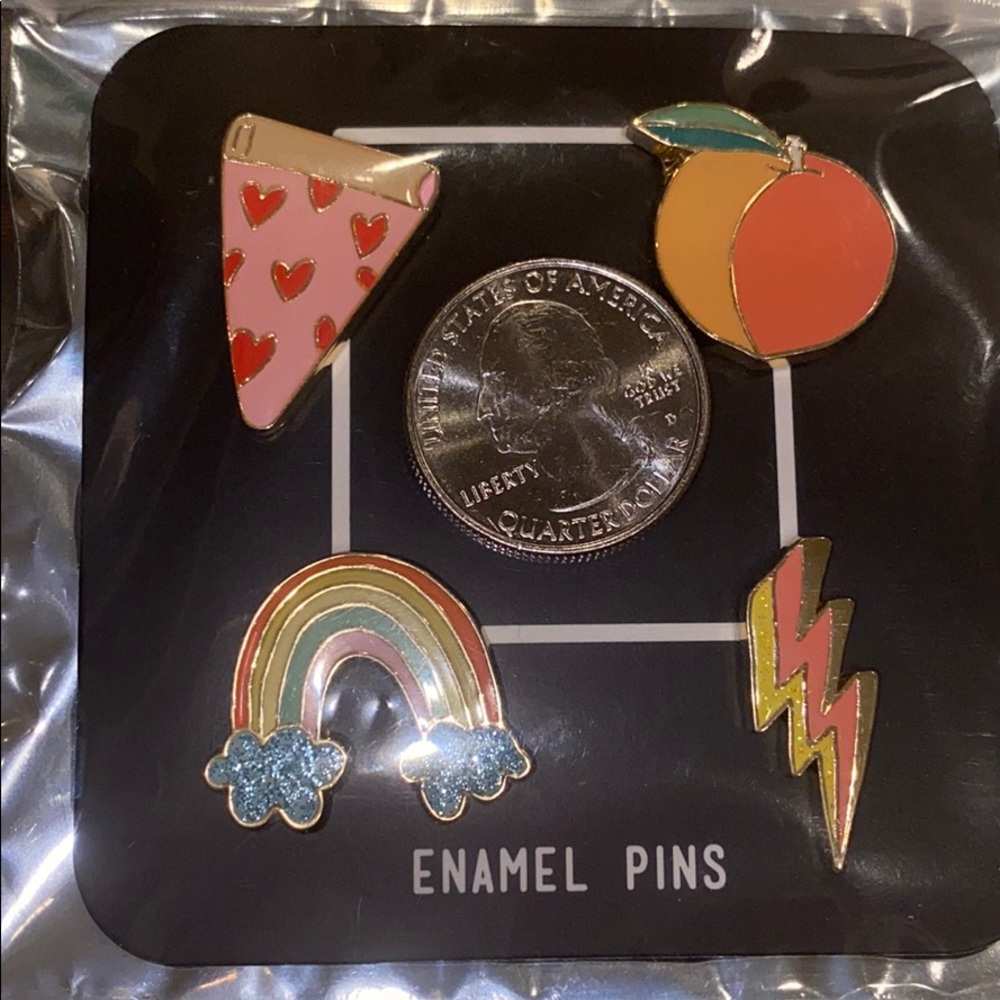 Adorable Peach Rainbow Pizza  Bolt Pins